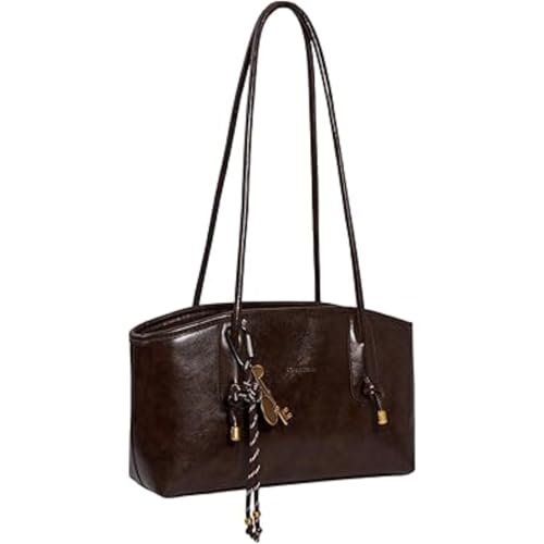 Bolso de mano retro de gran capacidad Urban Chic, colgante de bolso de trabajo con para uso diario, bolsos de hombro vintage para mujer (Café)