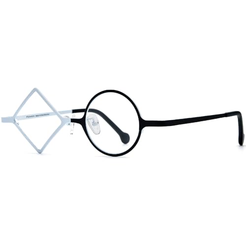 Image of FONEX Colorful Titanium Glasses Frame Men Left Round Right Square Optical Eyeglasses Women F85747