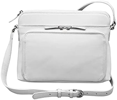 ili New York Genuine Soft Leather Crossbody Bags for Women, RFID-Blocking Real Leather Purses for Women with Pockets, White