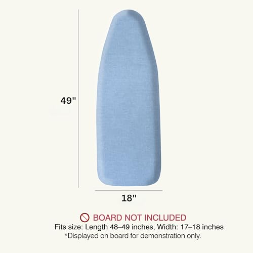 Image of Ironing Board Cover and Pad 18 inchx49 inch Extra Thick Natural Cotton, Scorch and Stain Resistant Iron Board Cover, Wide Ironing Board Cover with Fasteners Heavy Duty Heatproof Elastic Edge Blue