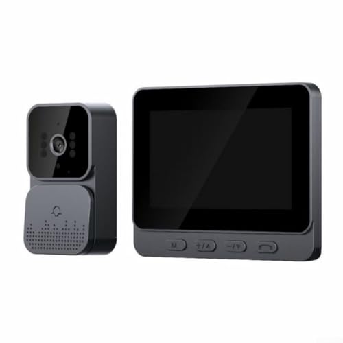 Interphone de Porte Vidéo, Portier Vidéo Full HD avec écran Couleur, Caméra de Sonnette Vidéo WiFi avec écran IPS de 4,3, Système d'interphone Vidéo sans Fil, Vision Nocturne Infrarouge Imperméable