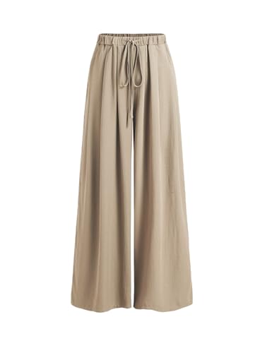 CIDER Palazzo Pants for Women Wide Leg Drawsting Elastic High Waisted Comfy Casual Flowy Pants with Pockets