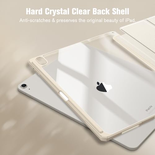 Image of Fintie Hybrid Slim Case for iPad Air 13-inch (M2) 2024, [Built-in Pencil Holder] Shockproof Cover with Clear Transparent Back Shell (Starlight)