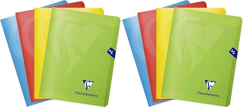Clairefontaine 303748C Un Répertoire Agrafé Mimesys - 17x22 cm - 96 Pages Grands Carreaux - Papier Blanc 90 g - Couverture Polypro - Couleur Aléatoire (Lot de 2)