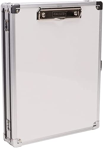 Vaultz Whiteboard Locking Storage Clipboard, Holds 8.5 X 11 Sheets, White/Silver/Black #TOP3