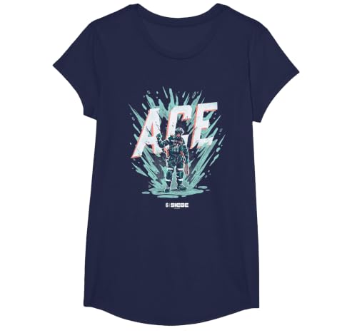 Six Siege ACE Officially Licensed T-Shirt, Girls, Navy Blue, Medium