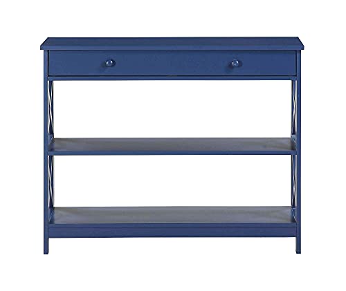 Image of Convenience Concepts Oxford 1 Drawer Console Table with Shelves, Cobalt Blue