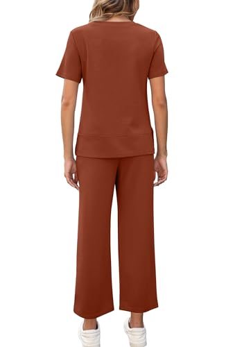 Image of XIEERDUO Women's Side Slit Lounge Sets 2026 Fashion 2 Piece Travel Outfits Cozy Loungewear Wide Leg Tracksuits S-3XL