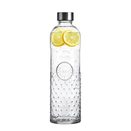 Wasserflasche Trinkflasche Glasflasche für 1 Liter 1x gepunktet