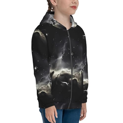Starry Sky Nebula Kids Pullover Hoodies Boys Zip Up Sweatshirts Girls Athletic Clothes with Pocket4