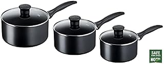 Tefal Induction G155S344 Non-Stick Cookware Set, 3 Pieces-Black, saucepans, Aluminium