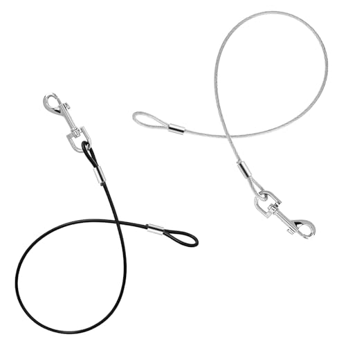 2 Corde di Prolunga per Guinzaglio in Metallo, per Addestramento Cani di Piccola E Media Taglia - Trasparente, Nero