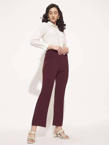 Image of Vogaan Women High Rise High Waist Trousers Flared Korean Style Formal Pants| Elegant Workwear for Office, College & Events