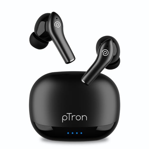 PTron Basspods Encore Quad Mic ENC TWS Earbuds With 50H Playtime, Immersive Sound, In-Ear Bluetooth 5.3 Headphones, Type-C Fast Charging, Voice Assistant, Touch Controls & IPX4 Water Resistant (Black) For Rs. 799 @ 77 %