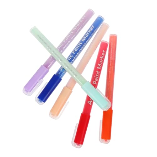 PACKOVE 6個 ぬりえペンセット 道具 ネイル 紫外線 美容ツール マニ 塗装ペン マニ ライナーペン マニ 描画 DIY ツール マニ マーカー プロピレン
