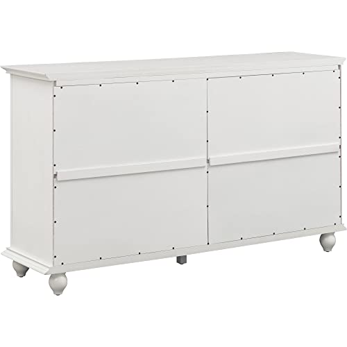 Knocbel Vintage Entryway Console Table Buffet Sideboard With Tempered Glass Doors, Adjustable Shelves And Metal Handles, Entry Hallway Foyer Table Storage Cabinet Cupboard (Antique White) #TOP3