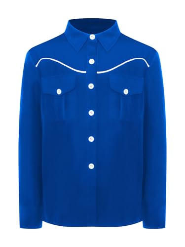 Kids Unisex Casual Formal School Uniforms Stage Party Western Cowboys Shirts Long Sleeve Lapel Top