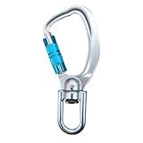 Mosquetón resistente, aluminio giratorio de 360 grados, ganchos de llavero con anillo en D para mochilas, para picnic, camping, senderismo, mochileros, escalada, supervivencia al aire libre