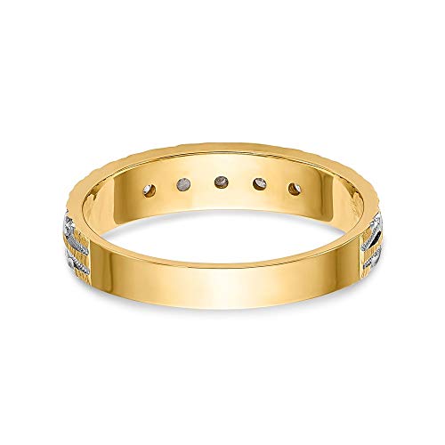 14k Yellow Gold Diamond Trio Ladies Wedding Band Ring, Size 51 1/2 – Image 6