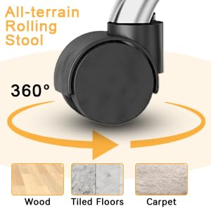 bigzzia Desk Chair, Armless Barstool on Wheels, Height Adjustable from 47-62cm, Pu Leather Coated, 360° Swivel Desk Chair for Office Kitchen, and Beauty Salon, Pink