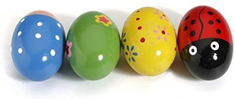 4pcs Kids Baby Holz Ei Maracas Shakers Music Percussion Spielzeug, Holz-Eier-Maracas Percussion-Prassel, Musik für Kinder, zufällige Farbe