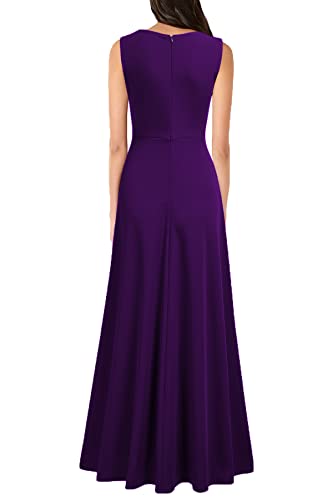 Image of MUSHARE Women's V Neck Sleeveless Split Formal Dress Cocktail Party Prom Long Dresses