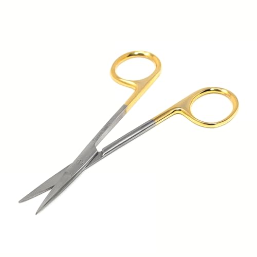 Multipurpose Micro IRIS Dissecting Scissors Stainless Steel Surgical Shears for Fine Precision Cuts Lab Tissue Dissection Suture Removal Practice Sharp Straight Pointed Blades - 4.5