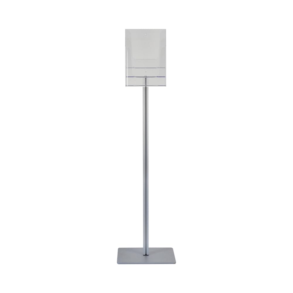 Espositore Portadepliant porta cataloghi da terra a Piantana con 3 Tasche in plexiglass per stampati A4, montante in Alluminio e base ultra sottile antinciampo in metallo per una migliore stabilità