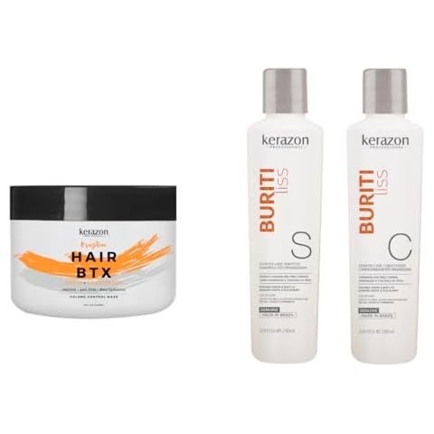 KERAZON Brazilian Hair BTX Treatment For All Hair Types + Sulfate Free and Sodium Free Shampoo & Conditioner KIT Cover