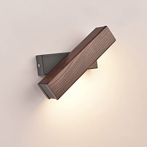 Lámpara de pared de madera con rotación de 360° y luz regulable de lectura 7
