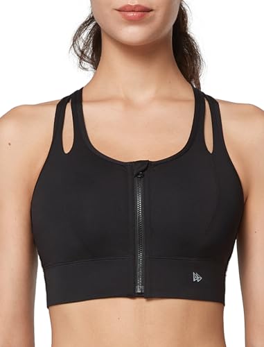 Yvette Sport BH Hollow-Out Ringerrücken Starker Halt Große Brüste mit Vorderverschluss,Schwarz,XXL Große Größen