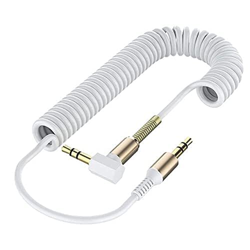 FASTX® White Durable spiral aux cable for car spring type male to male aux cable 3.5mm audio Elbow L Shape Stretchable jack Telescopic 90 Degree Right Angle Steel Spring cord for Headphones (B0C3D6YDD5) Amazon Price History, Amazon Price Tracker