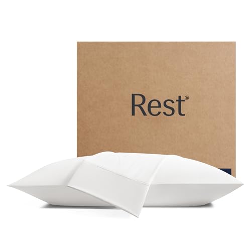 REST® Evercool®+ Cooling Pillowcases King - 2 Pillowcases for Sensitive Skin, Silver Infused Fabric for Hygienic Sleep, Silky Smooth for Curly Hair, High Elastic for Snug Fit (19x35 inches)