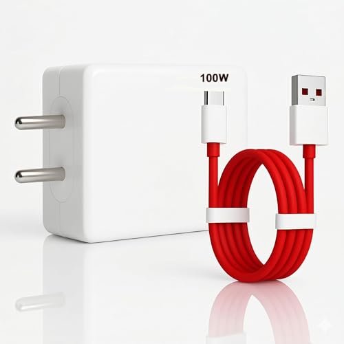 Image of 100W SuperVOOC Fast Charger with Type-C Cable | OnePlus Charger 100W Original Fast Charging Adapter Compatible with OnePlus,Realme,Xiaomi,Poco,iQOO | Supports Warp Dash VOOC QC 3.0