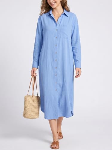Image of Kuraki Women's Casual Print Button Front Maxi Shirt Dress