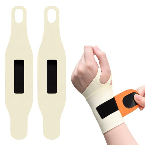 ZAHRVIA Muñequera de Tela Suave Ultrafina de 2 Piezas, Muñequera Elástica para Tendinitis, Tendinitis Leve, Túnel Carpiano, Muñequera de Doble Compresión para Deportes, Trabajo y Sueño (Beige)