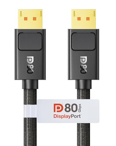 Silkland 80Gbps DisplayPort Cable 2.1 2M [VESA Certified Secure Latch] [16K@60Hz 8K@240Hz 4K@480Hz 240Hz] Display Port Cord DP80 HDR DSC1.2a for FreeSync G-Sync Gaming Monitor 5090 7900XTX