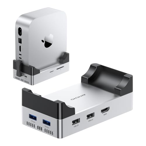 Image of ANYOYO Mac mini M4 Dock, 10Gbps 8TB NVMe M.2 SSD Enclosure, HDMI 4K@60Hz, 2xUSB-A 3.1, 2xUSB-A 2.0, SD /TF Card Reader, PD30W, Wi-Fi Signal Friendly, USB Hub with Cooling Fan for Mac mini M4&M4 Pro
