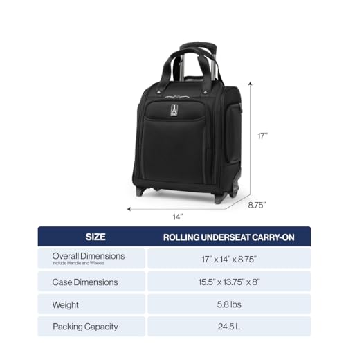 Image of Travelpro Crew Classic Lightweight Softside Luggage, Rolling Underseat Carry on Bag, 14 inch Laptop or Tablet Sleeve, Men and Women, 17-Inch, Black