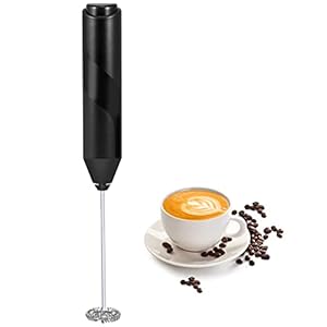 Electric Milk Frother for Coffee, Battery Powered Foam Maker, Mini Mixer and Coffee Blender, Handheld Milk Frother Wand, Birthday Gift for Boyfriend, Black