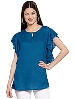 PATRORNA Womens Plus Size Raglan Sleeve Asymmetric Top (POL6A50_Sky Blue_6XL)