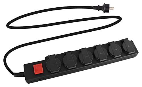 Stagecaptain OPSS-6 BK rallonge d'extérieur de 6 multiprises avec interrupteur IP44 Cover