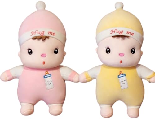 Image of Soft Chubby Set of 2 Baby Boy Plush Toy with Laughing Musical Sound - 50 cm Stuffed Teddy Bear Doll for Girls, Boys, Kids, Birthday Gift, Home Decor