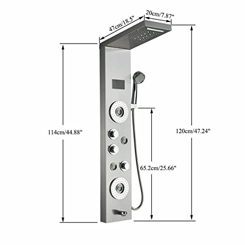Panel de Ducha LED de Acero Inoxidable con Acabado Mate, Sistema de Boquillas para Lluvia y Masaje miniatura 6