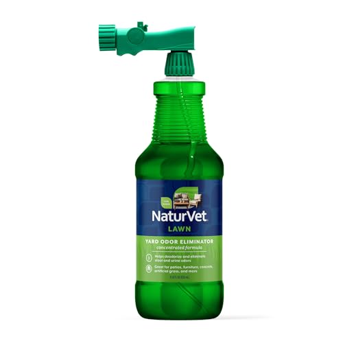 NaturVet Yard Odor Eliminator Eliminate Stool and Urine Odors from Lawn and Yard Designed for Use on Grass Plants Patios Gravel Concrete & More 31.6 oz Ready-to-Use with Nozzle