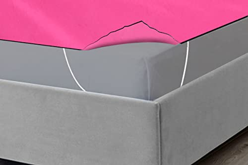 Image of The Furnishing Tree Mattress Protector /Waterproof Bedsheet Size WxL 60x75 Inches Queen Size Polyester Pink