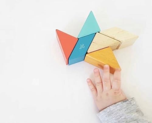 Image of 6 Piece Tegu Pocket Pouch Prism Magnetic Wooden Block Set, Sunset
