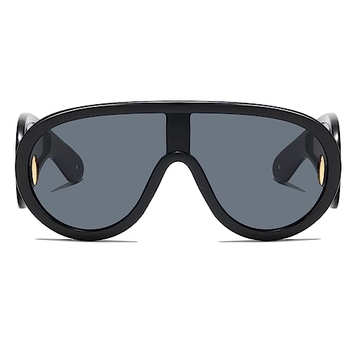 YAMEIZE Oversized Visor Steampunk Sunglasses - One-Piece Punk Eyewear for Women Men Trendy Futuristic Shield UV Protection2