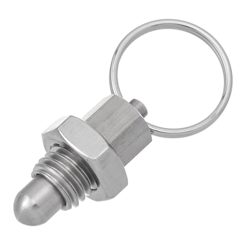 HALLMERS M12 x 12mm Thread 8mm Pin Diameter Ball Head Indexing Spring Plunger with Pull Ring - Stainless Steel Retractable Locking Bolt Auto Stop Non Lock-Out Threaded Index Mechanism Accessory Tool