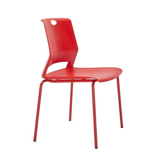 Image of Stackable Chairs Set of 4, Office Waiting Room Chair Plastic Seat, Red Stacking Chairs with Sturdy Metal Legs, Guest Chair for Conference Rooms, Churches, Living Rooms, Classrooms(Red).